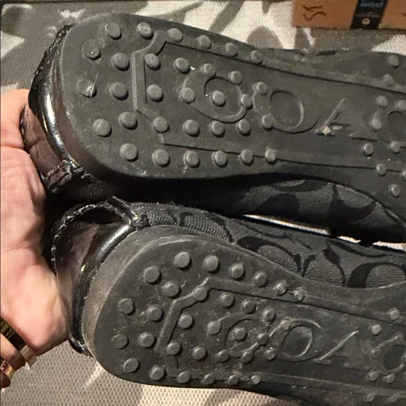 Coach Women's Black Signature patent trim Loafers - Picture 5 of 10